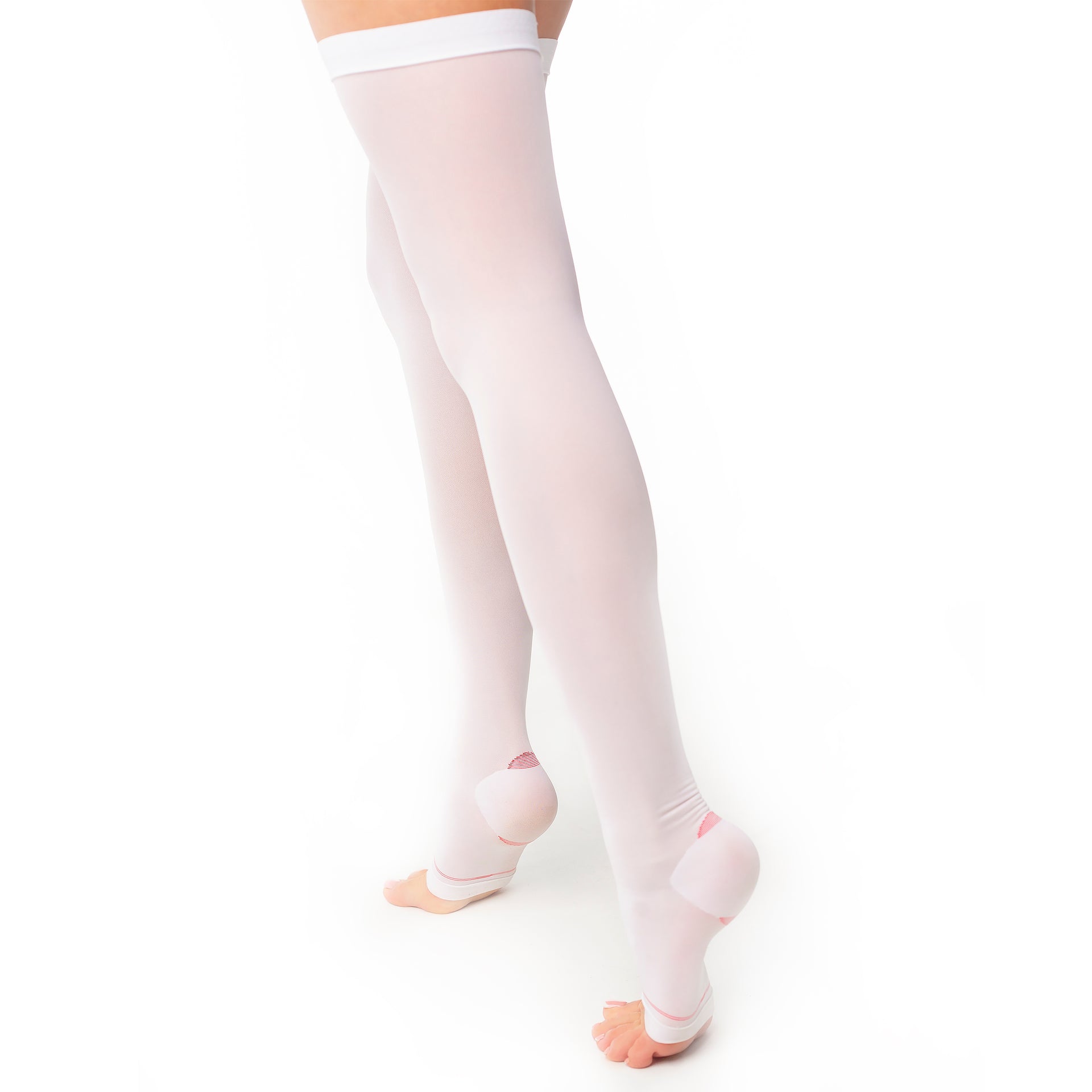 Anti-embolism thigh high stocking with waist attachment and inspection hole  - RIGHT LEG - 18-23 mmHg